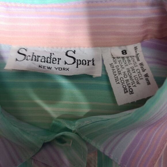 Vintage 60s Schrader Sport NY Pastel Striped Casual House Dress - Picture 6 of 13